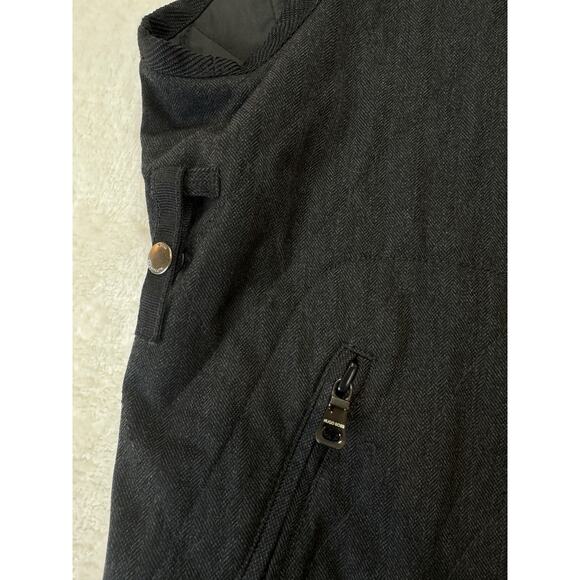 Hugo Boss Vest Mens 46R Black Herringbone Quilted Logo Zip Pockets Lined - Picture 6 of 16